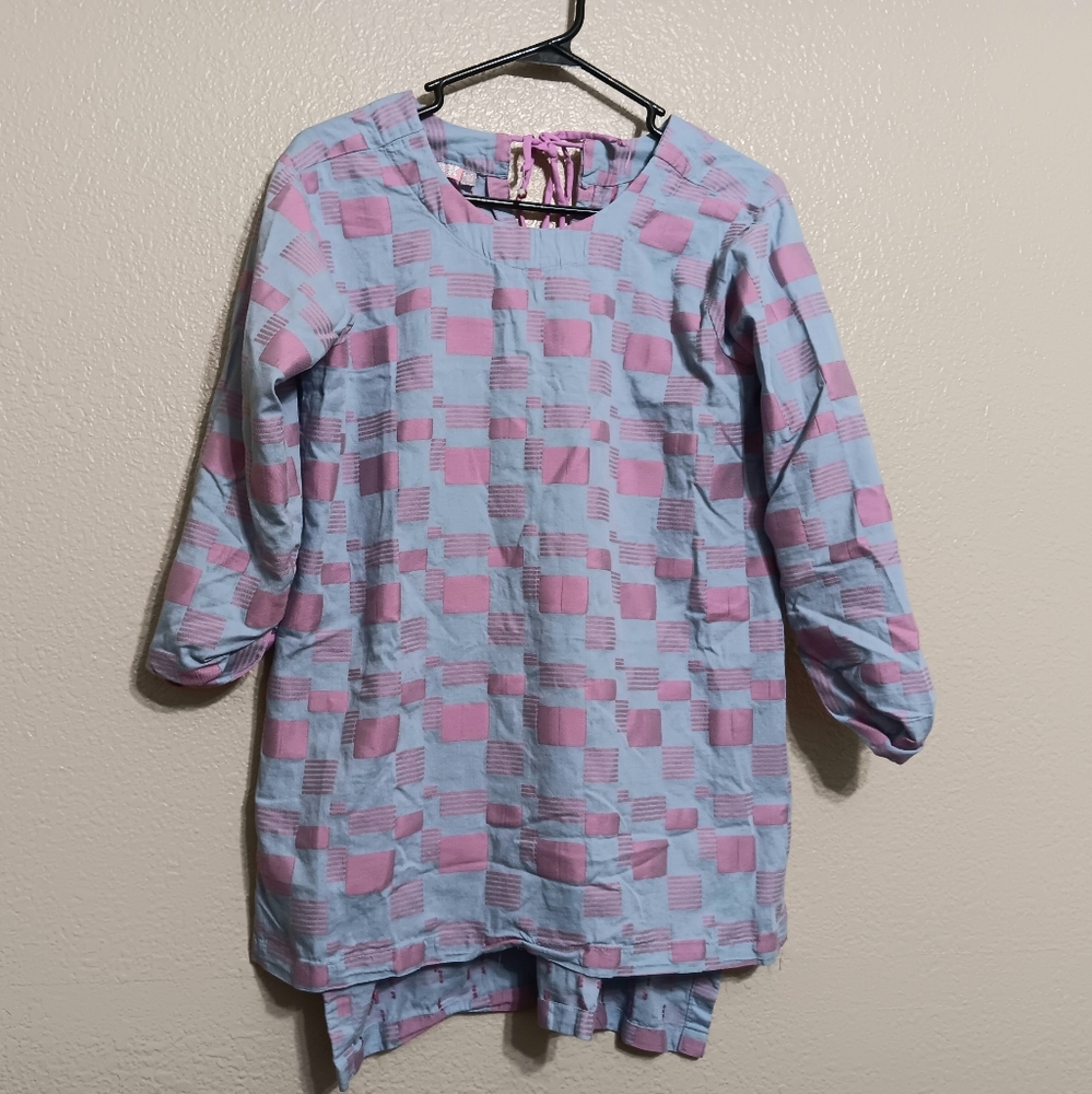 MAK By Alkaram Studio Pink Periwinkle Blue Kurta Tunic Top